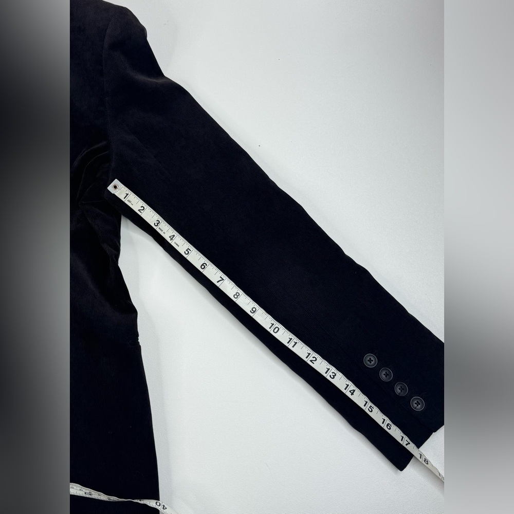 Norma Kamali Corduroy One Button Fitted Black Lined Blazer Womens Size 16 - Picture 9 of 11